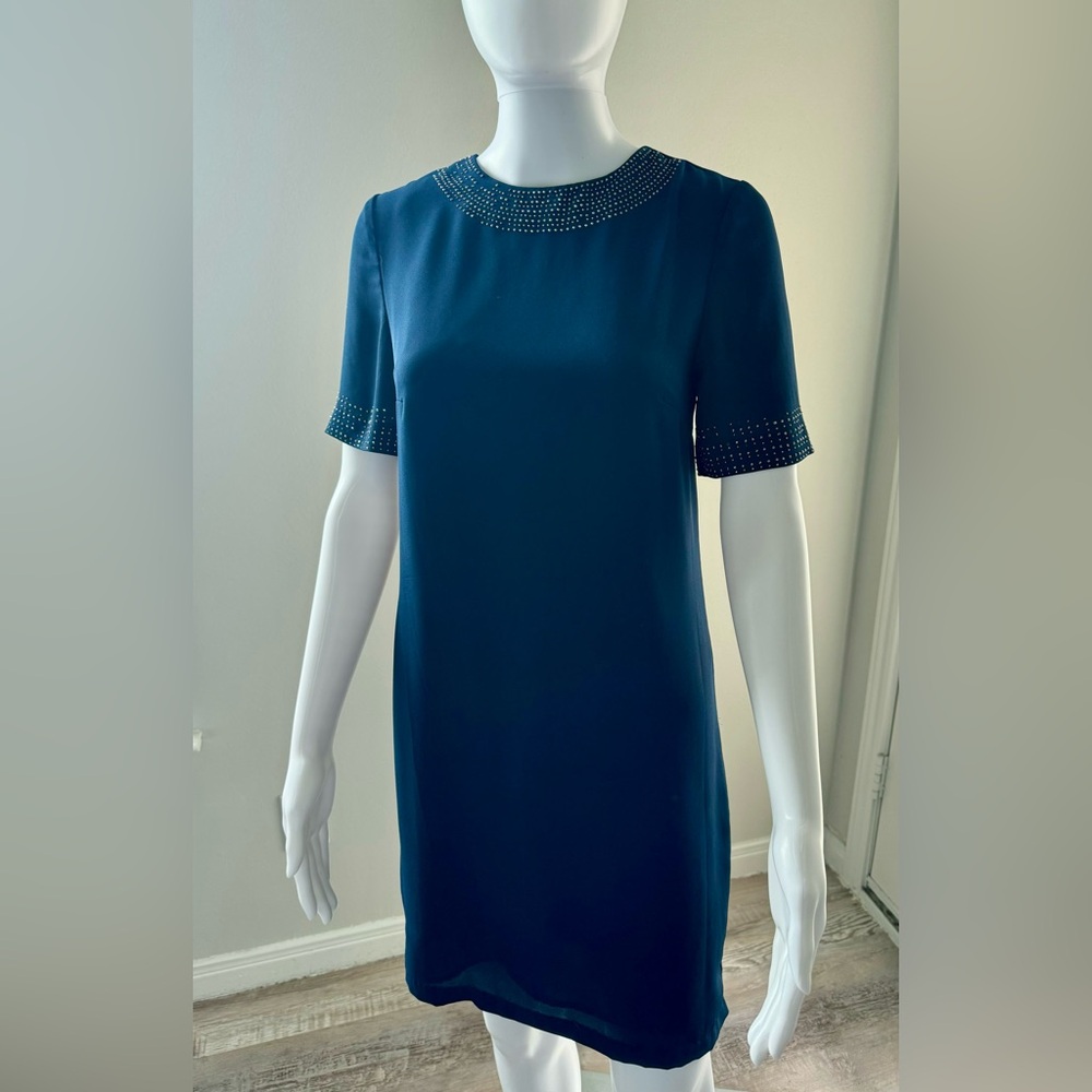 Zarina women's blue dress size XS decorated with rhinestones.